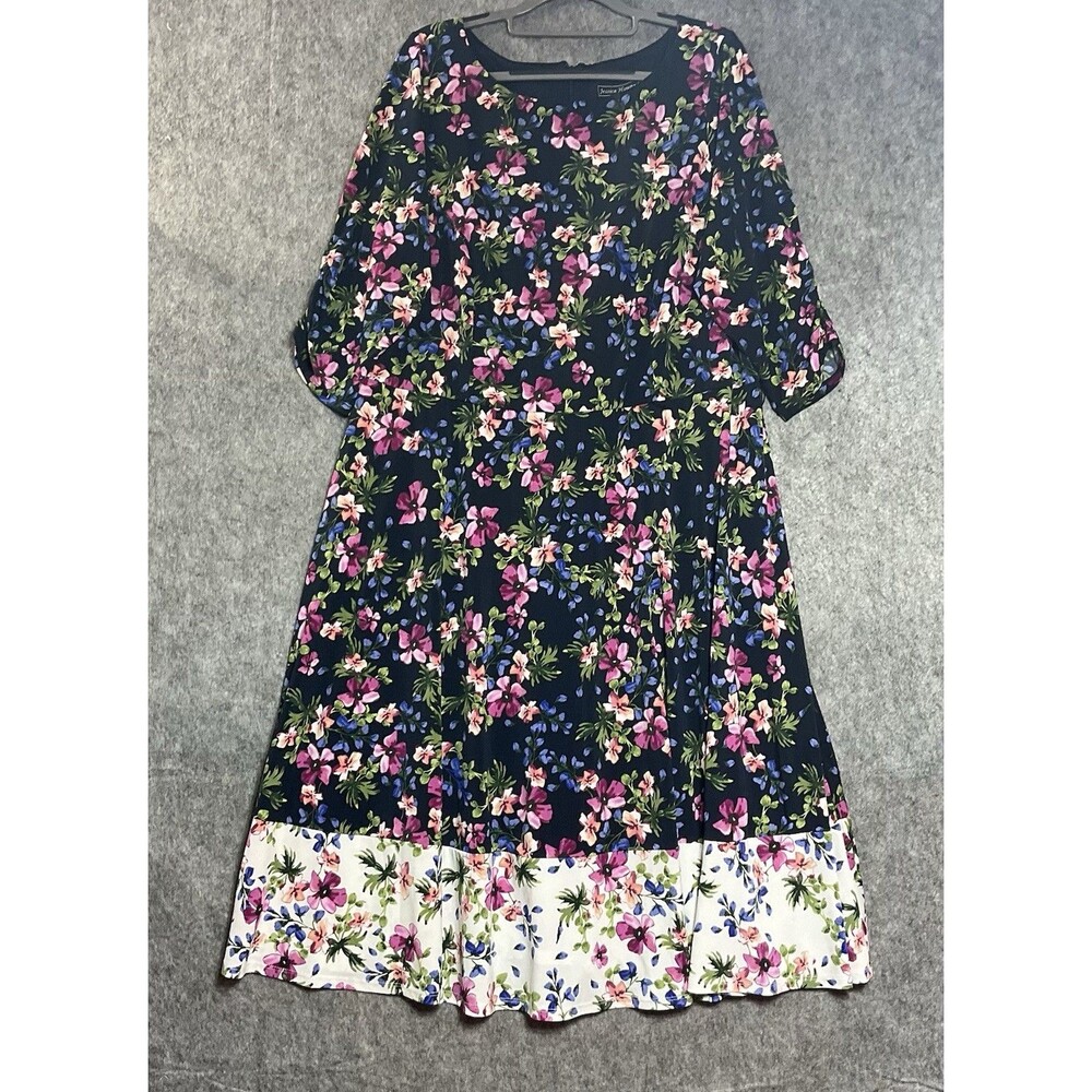 Jessica Howard Dress Womens 16W Floral Midi Stretch Cottagecore Prairie Modest